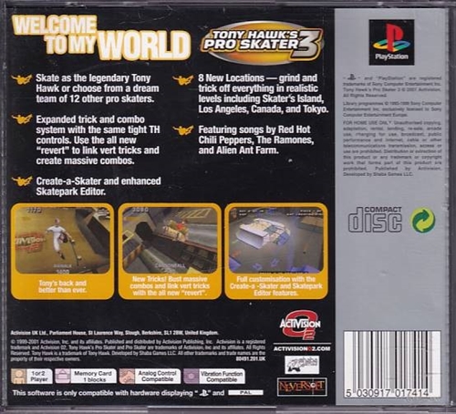 Tony Hawks Pro Skater 3 Platinum - PS1 (B Grade) (Genbrug)